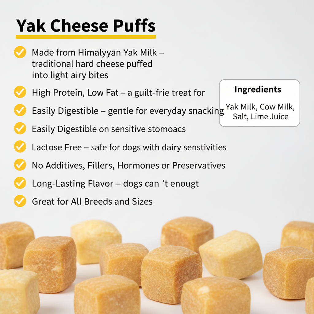 Yak Cheese Puffs for Dogs - Crunchy, Natural Treats for Maximum Motivation