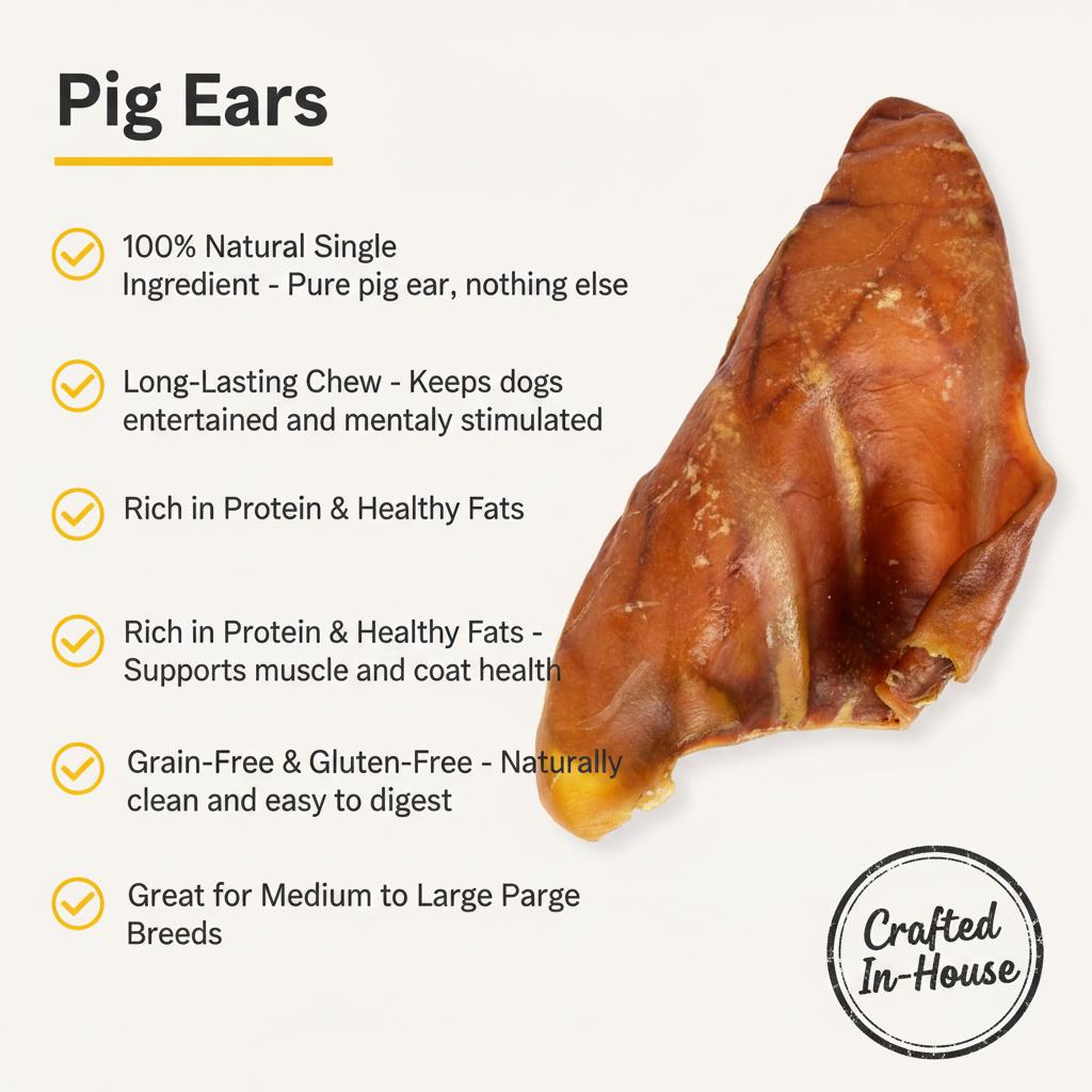 Natural pig ear dog treats, 6 count Talis Treat bag