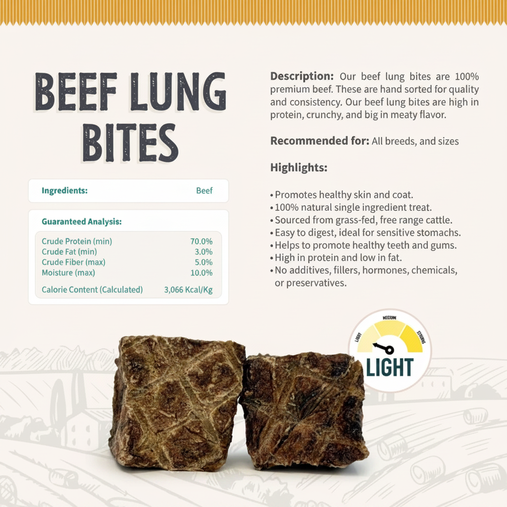 Delicious Premium Beef Lung Dog Treats - 5oz of All-Natural Goodness