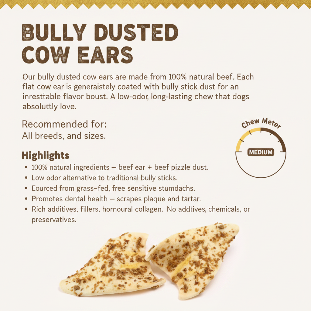 Bully Dusted Cow Ears Dog Treats: Natural Chews for Happy, Healthy Dogs