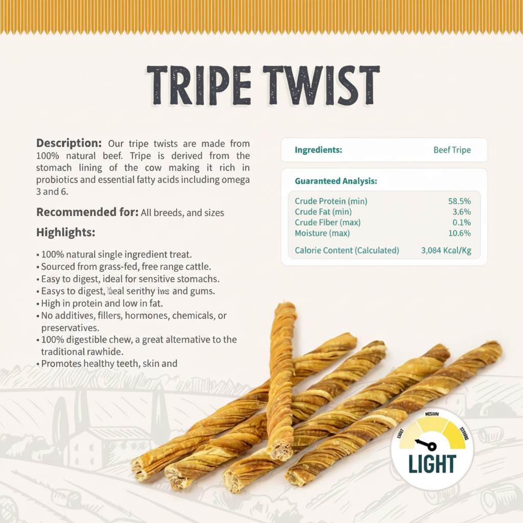 Nutritious Tripe Twists: Healthy Natural Dog Treats for Happy Pups