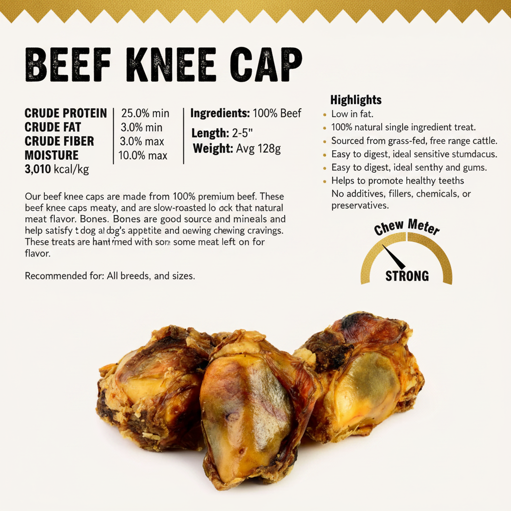 Delicious Beef Kneecaps Dog Treats - 25ct of Natural Flavor