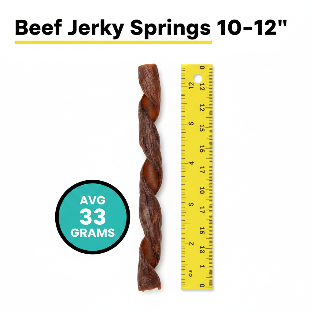Savory Beef Jerky Dog Treats - Delicious 10-12" Spring Shaped Chews