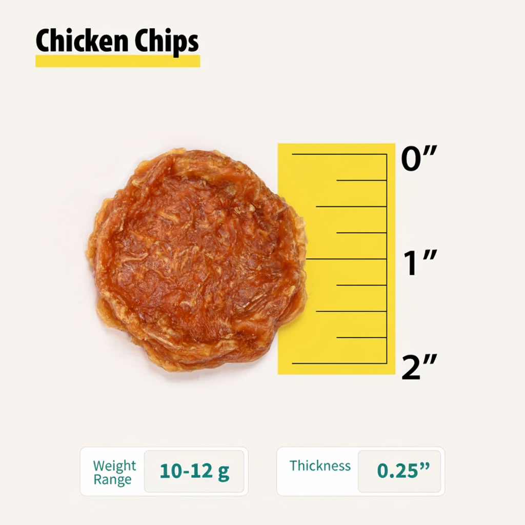Talis Treats natural chicken dog chips, 6 oz bag.