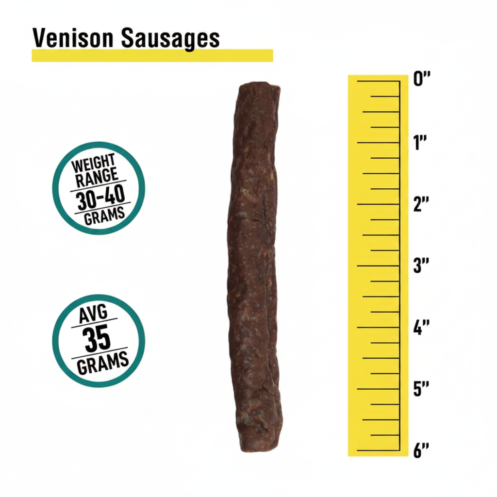 Talis Treat Venison Dog Treats - Premium 6 Pack of All-Natural Sausages