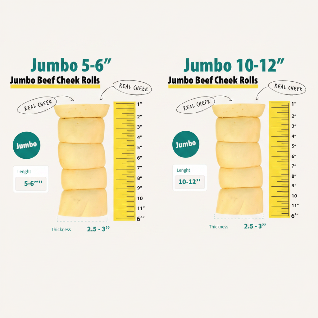 Premium Jumbo Cheek Rolls Dog Treats - Pure Beef, Dental Benefits & Tail-Wagging Fun
